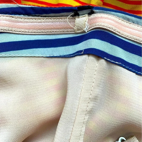 ANTHRO TRACY REESE |Vibrant Multicolored Rainbow Striped Silk Pleated Dress Sz 6 - Picture 10 of 12